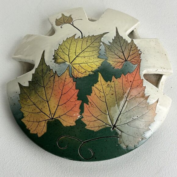 wizard of clay pottery maple leaves wall hanging Vase - Picture 1 of 7